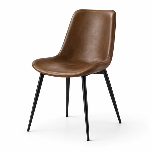 Moderner Esszimmerstuhl in Braun und Schwarz, 50 × 58 × 84 cm, Lederoptik mit Metallgestell