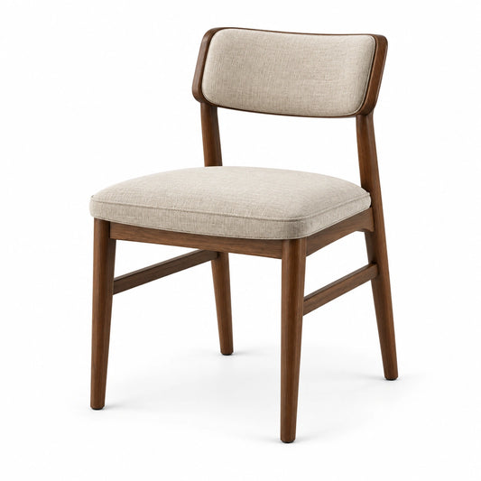 Gepolsterter Esszimmerstuhl 50 × 55 × 80 cm mit Holzgestell in Braun und Textilbezug in Beige